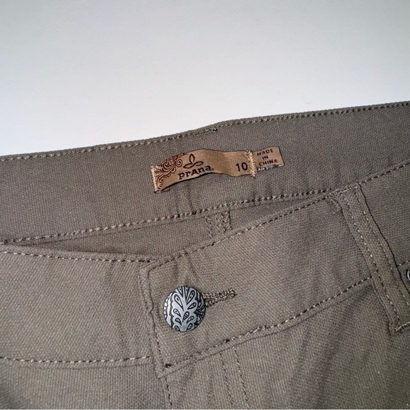 PrAna Hybrid Brenna Moto Style Pant Gravel Gray Olive Green Size 10 - Picture 6 of 12